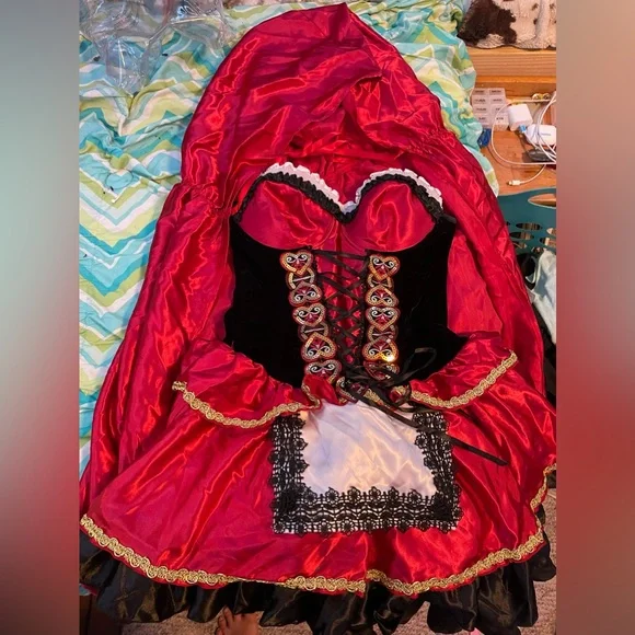 open lace back dress Red Riding Hood Costume Set for Girls main image 0